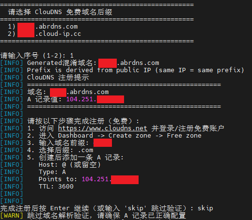 图 5：选择 ClouDNS 免费域名